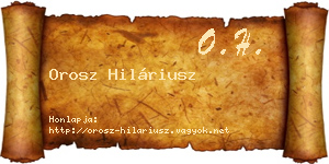 Orosz Hiláriusz névjegykártya